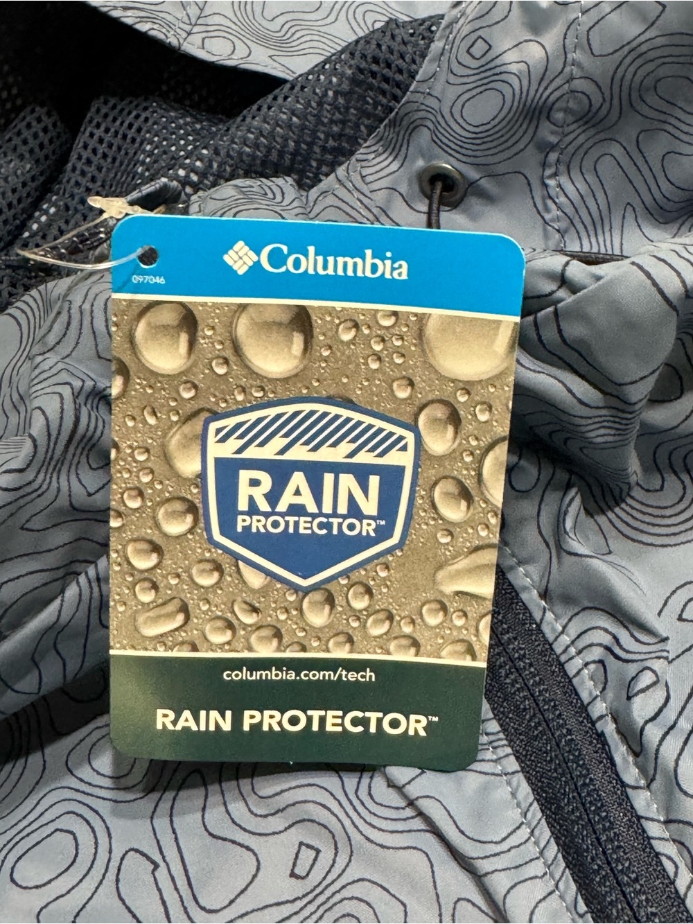 NWT COLUMBIA Men’s Roan Mountain Rain Jacket Mountain Topo Print/Navy - Picture 3 of 3